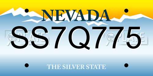 SS7Q775 Nevada License Plate