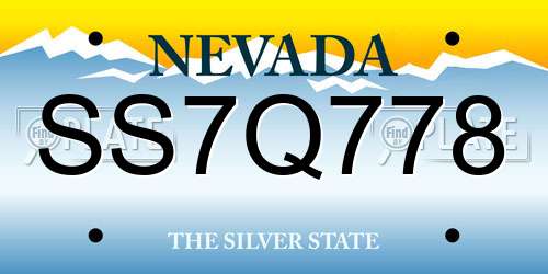 SS7Q778 Nevada License Plate