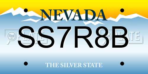 SS7R8B Nevada License Plate