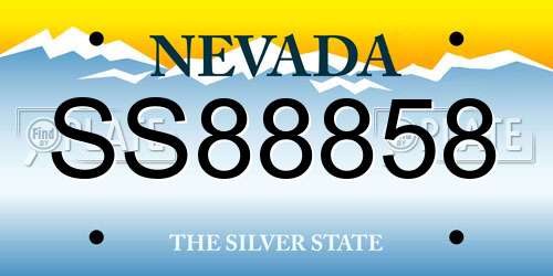 SS88858 Nevada License Plate