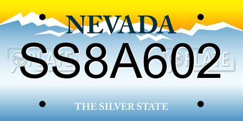 SS8A602 Nevada License Plate