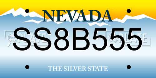 SS8B555 Nevada License Plate