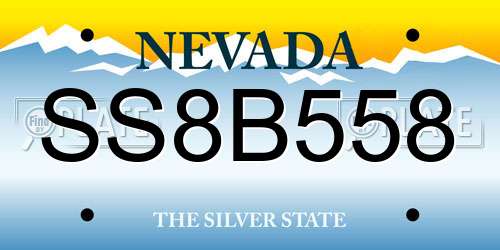 SS8B558 Nevada License Plate