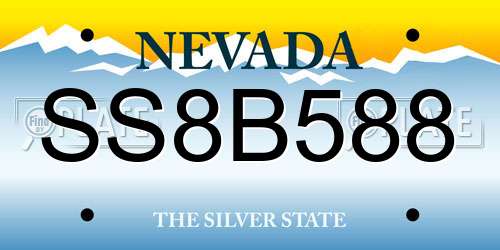 SS8B588 Nevada License Plate