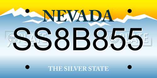 SS8B855 Nevada License Plate