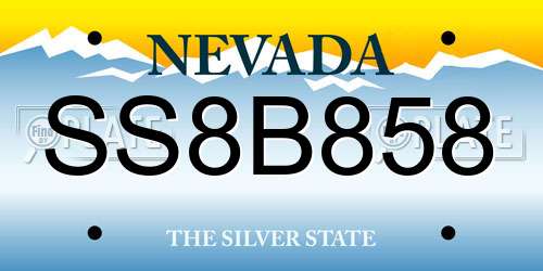 SS8B858 Nevada License Plate