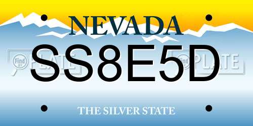 SS8E5D Nevada License Plate