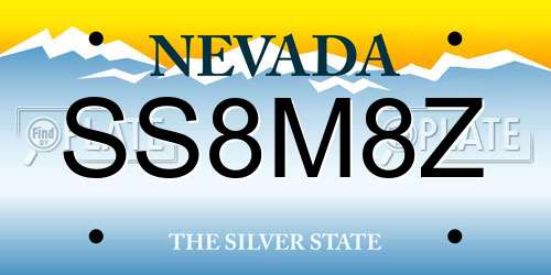 SS8M8Z Nevada License Plate