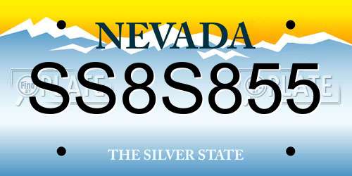 SS8S855 Nevada License Plate