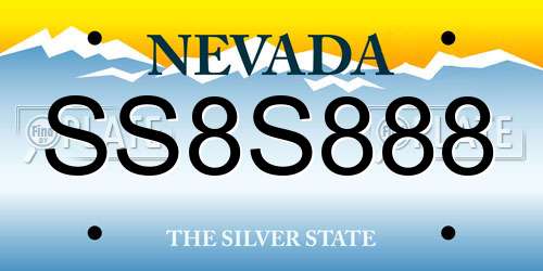 SS8S888 Nevada License Plate