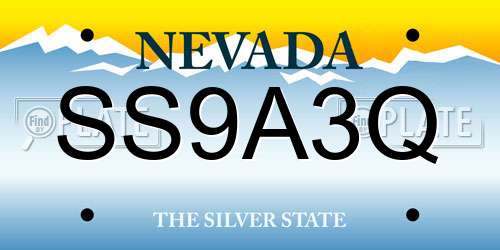 SS9A3Q Nevada License Plate