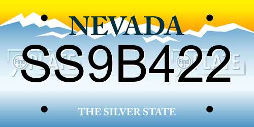 SS9B422 Nevada License Plate