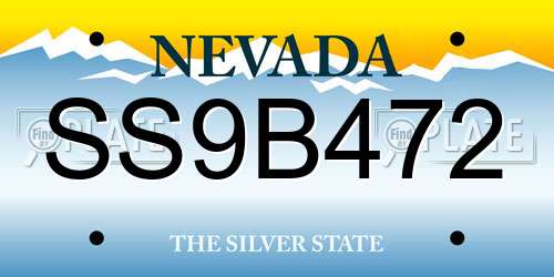 SS9B472 Nevada License Plate