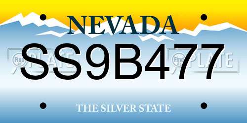 SS9B477 Nevada License Plate