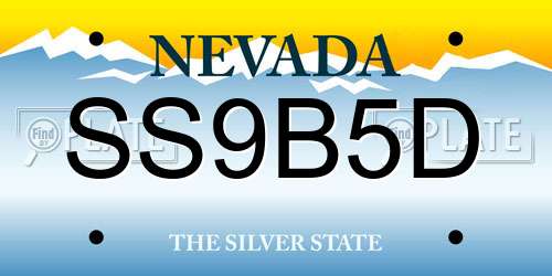 SS9B5D Nevada License Plate