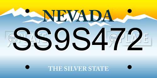 SS9S472 Nevada License Plate