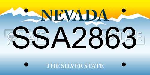 SSA2863 Nevada License Plate