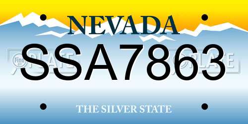 SSA7863 Nevada License Plate