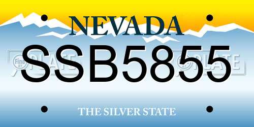 SSB5855 Nevada License Plate