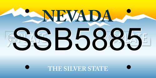 SSB5885 Nevada License Plate