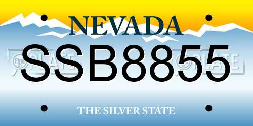 SSB8855 Nevada License Plate