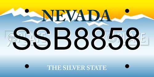 SSB8858 Nevada License Plate