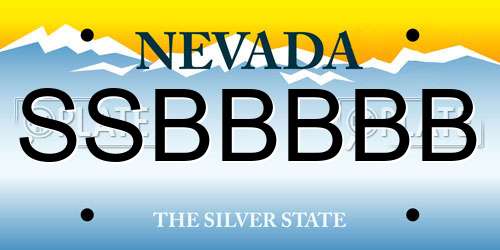 SSBBBBB Nevada License Plate