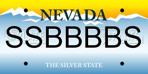 SSBBBBS Nevada License Plate