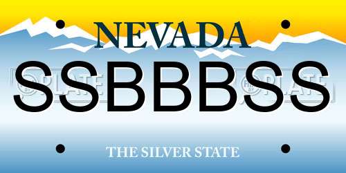 SSBBBSS Nevada License Plate
