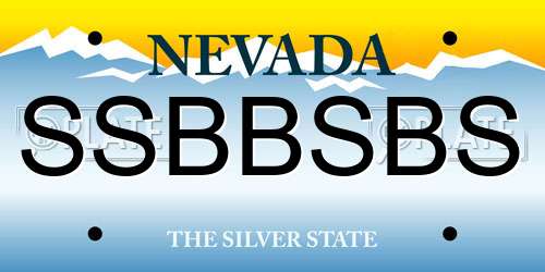 SSBBSBS Nevada License Plate