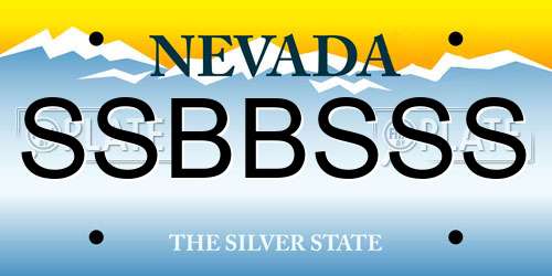 SSBBSSS Nevada License Plate