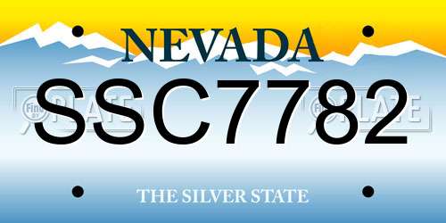 SSC7782 Nevada License Plate
