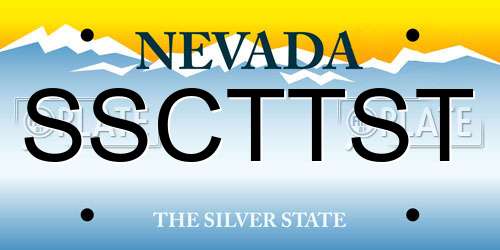 SSCTTST Nevada License Plate