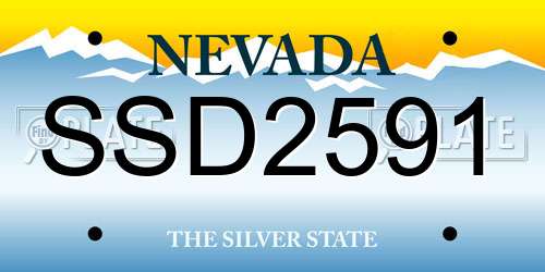 SSD2591 Nevada License Plate
