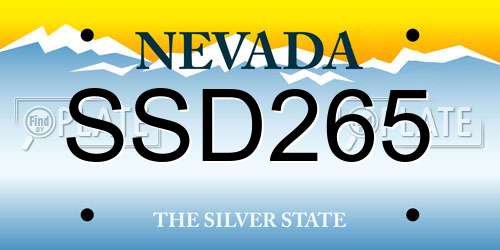 SSD265 Nevada License Plate