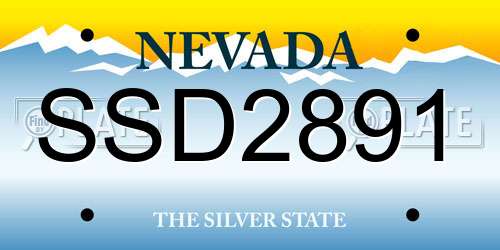 SSD2891 Nevada License Plate