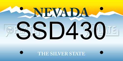 SSD430 Nevada License Plate
