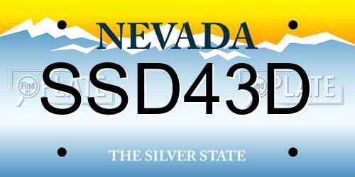SSD43D Nevada License Plate