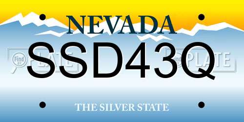 SSD43Q Nevada License Plate