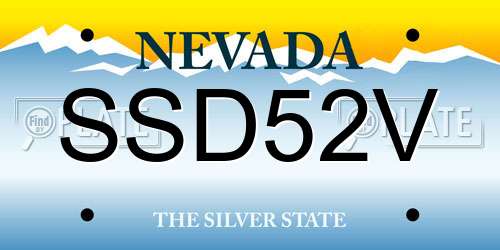 SSD52V Nevada License Plate
