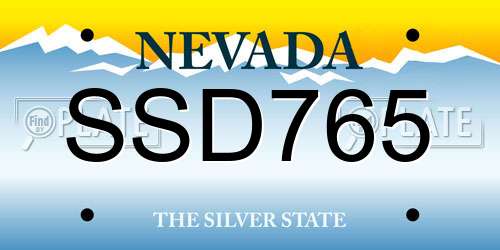 SSD765 Nevada License Plate