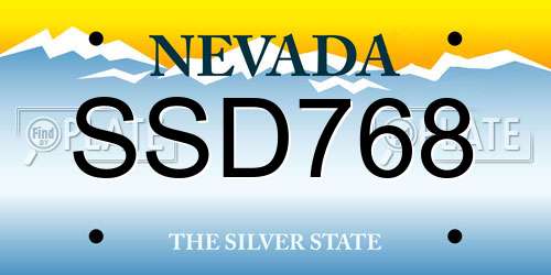 SSD768 Nevada License Plate