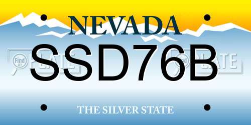 SSD76B Nevada License Plate