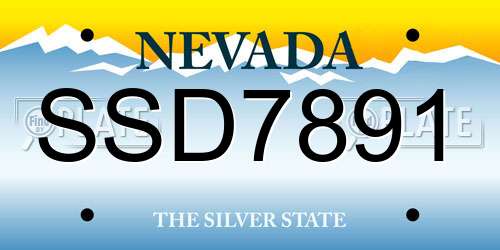 SSD7891 Nevada License Plate