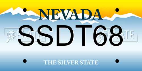 SSDT68 Nevada License Plate