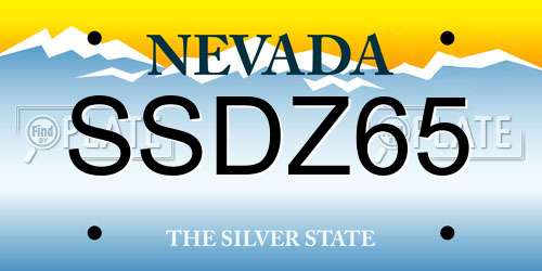SSDZ65 Nevada License Plate