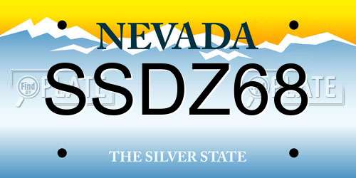 SSDZ68 Nevada License Plate