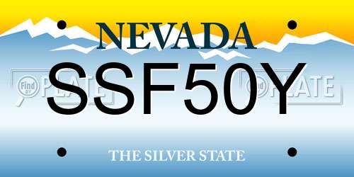 SSF50Y Nevada License Plate