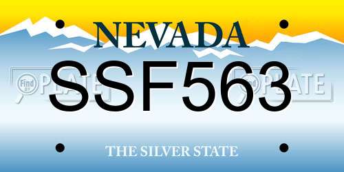 SSF563 Nevada License Plate