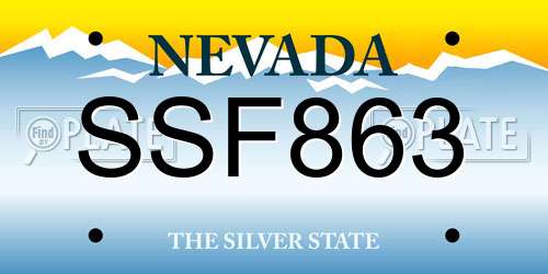 SSF863 Nevada License Plate